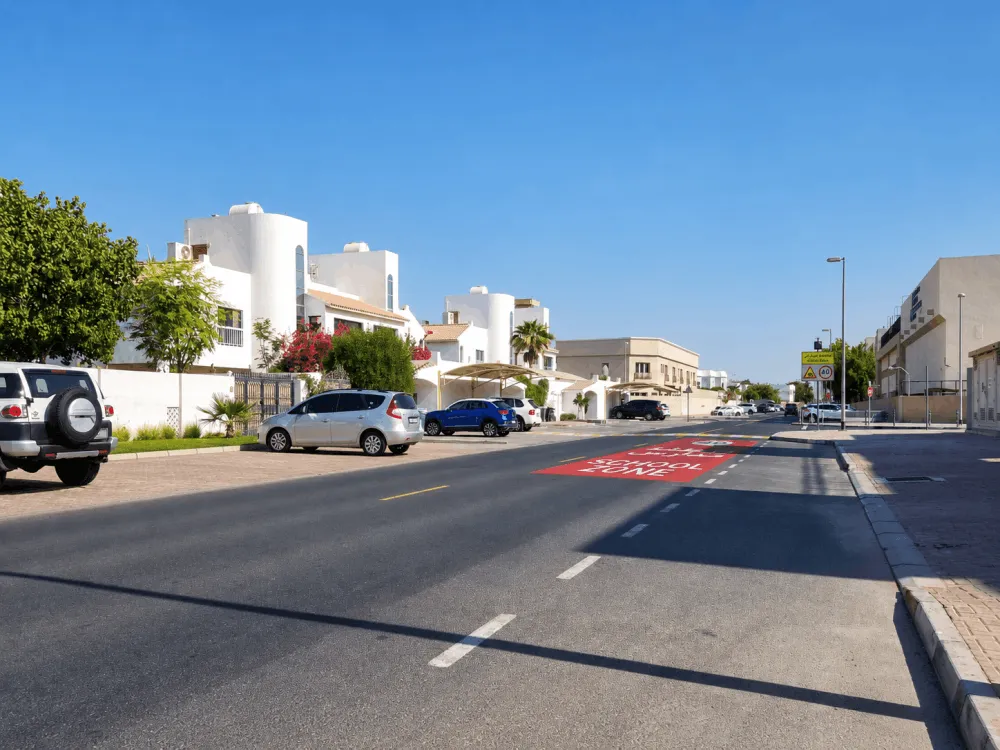 White villas along a quiet residential road in Al Wasl, Dubai