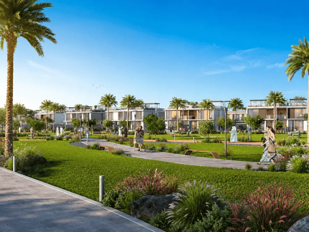 Modern villas around landscaped gardens in Dubai Hills Estate