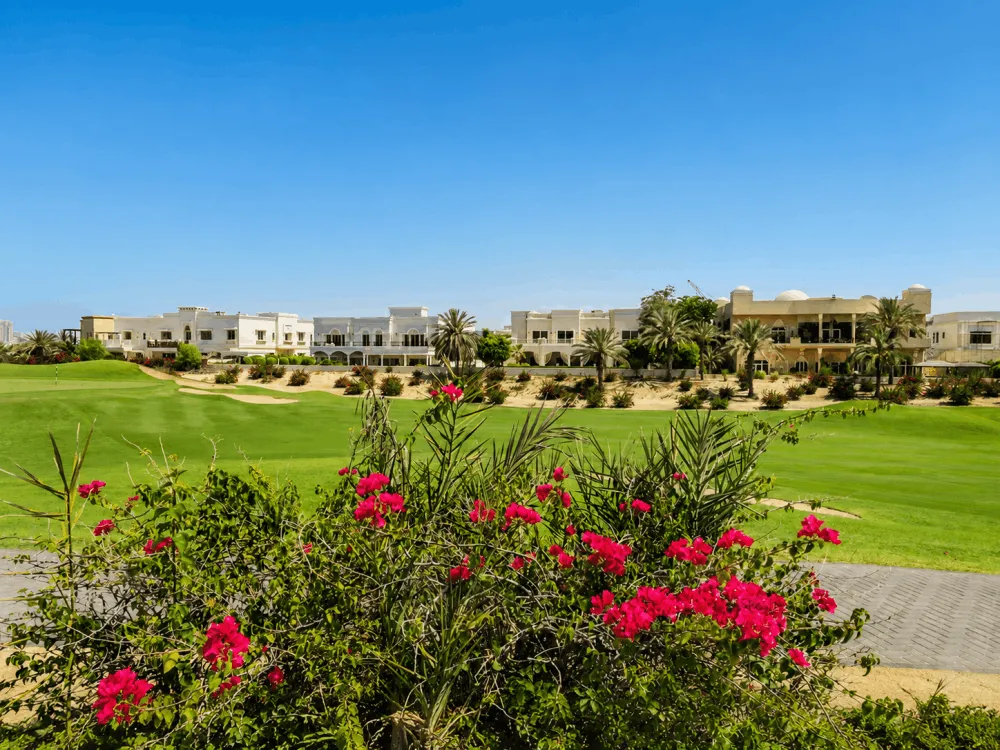 Golf course fairway with villas in Emirates Hills, Dubai