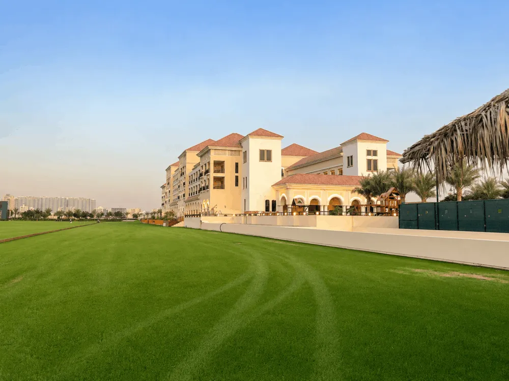 Golf course and clubhouse in Living Legends, Dubai