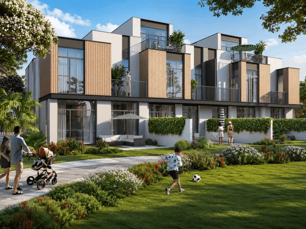 Modern townhouses around a landscaped family park in Mudon, Dubai