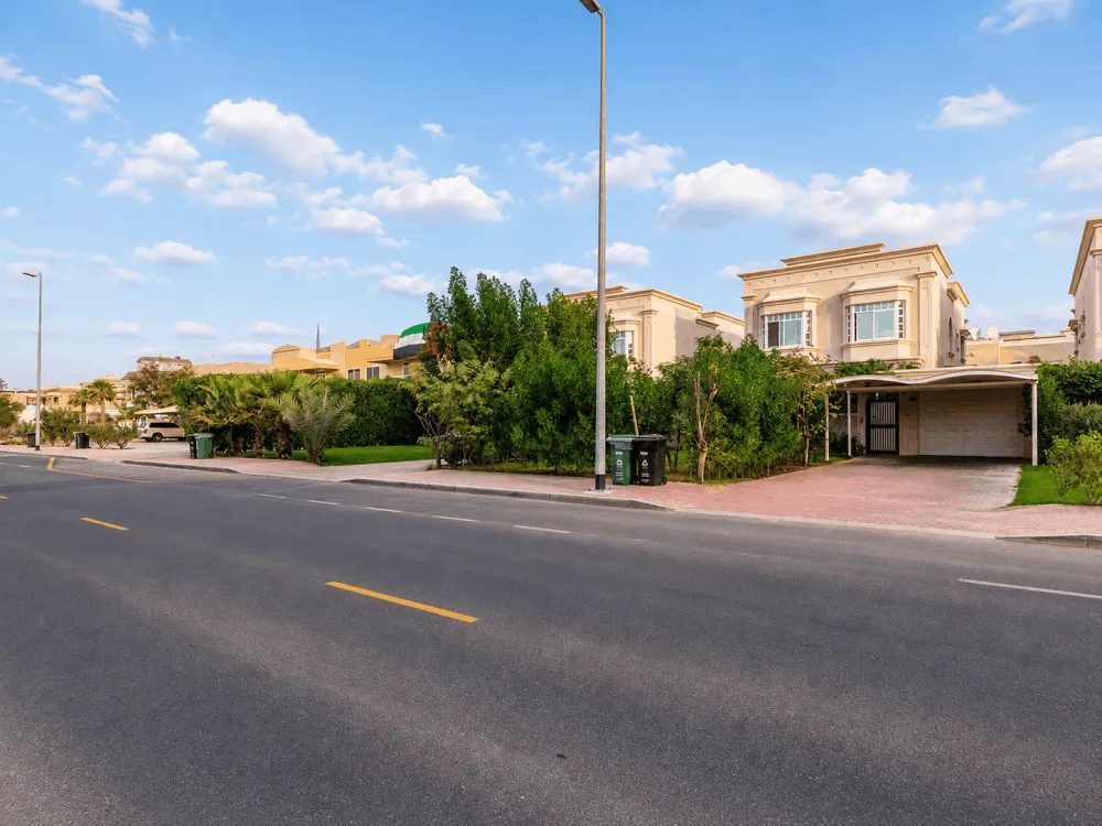 Villas along a quiet residential road in Umm Suqeim, Dubai
