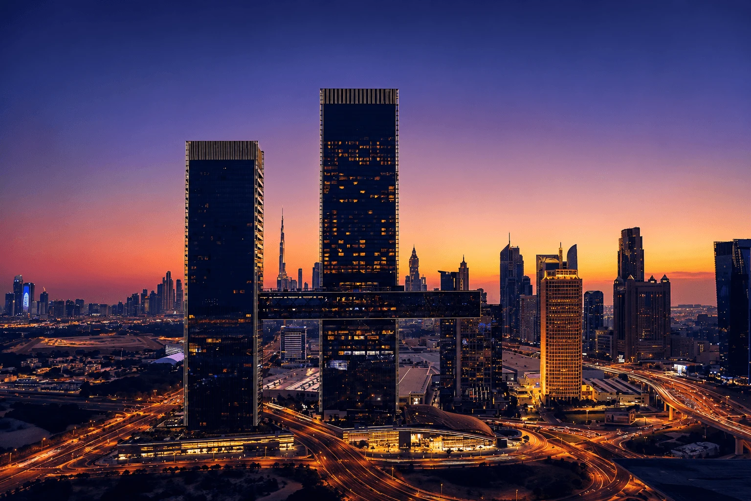 Zabeel Dubai skyline near One Za'abeel and Zabeel Park